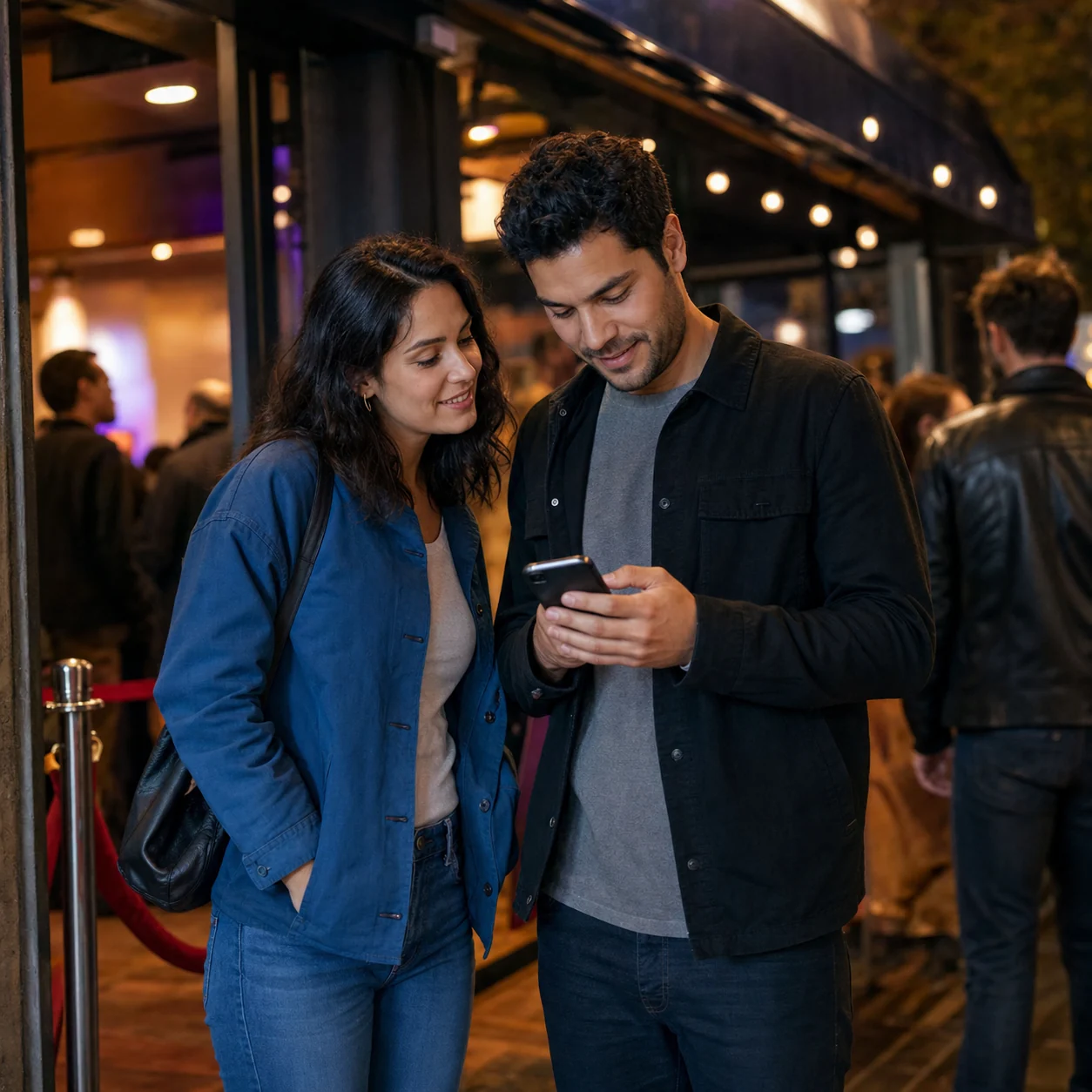 Audio listening activity about Sofia and Lucas finding Noah at a concert entrance