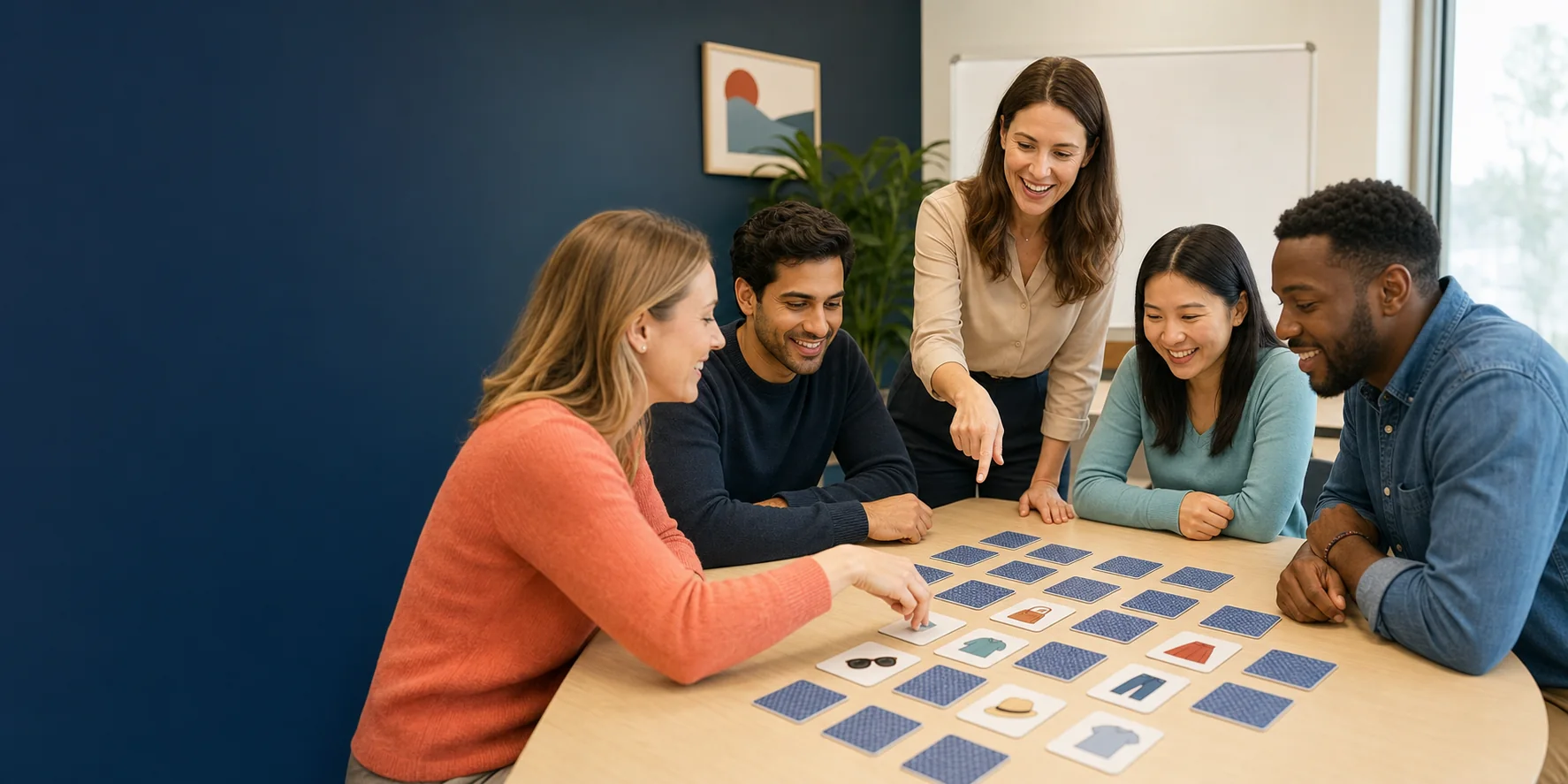 Students playing a shopping vocabulary memory activity