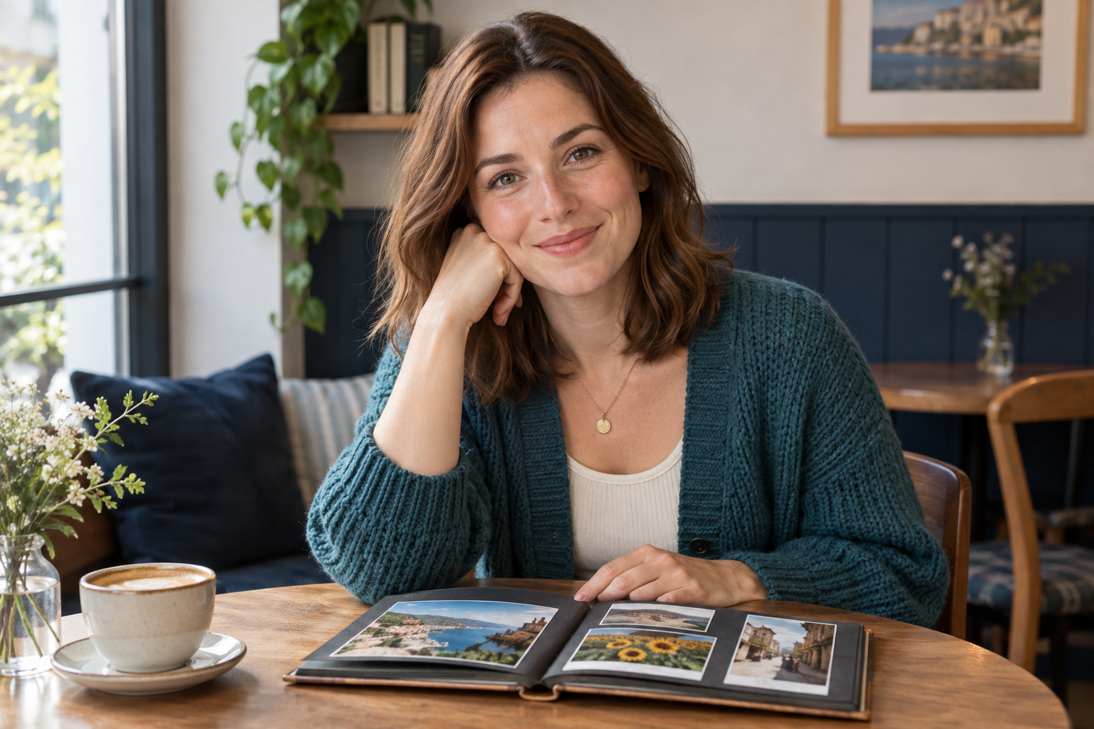 Nora Bennett with a photo album