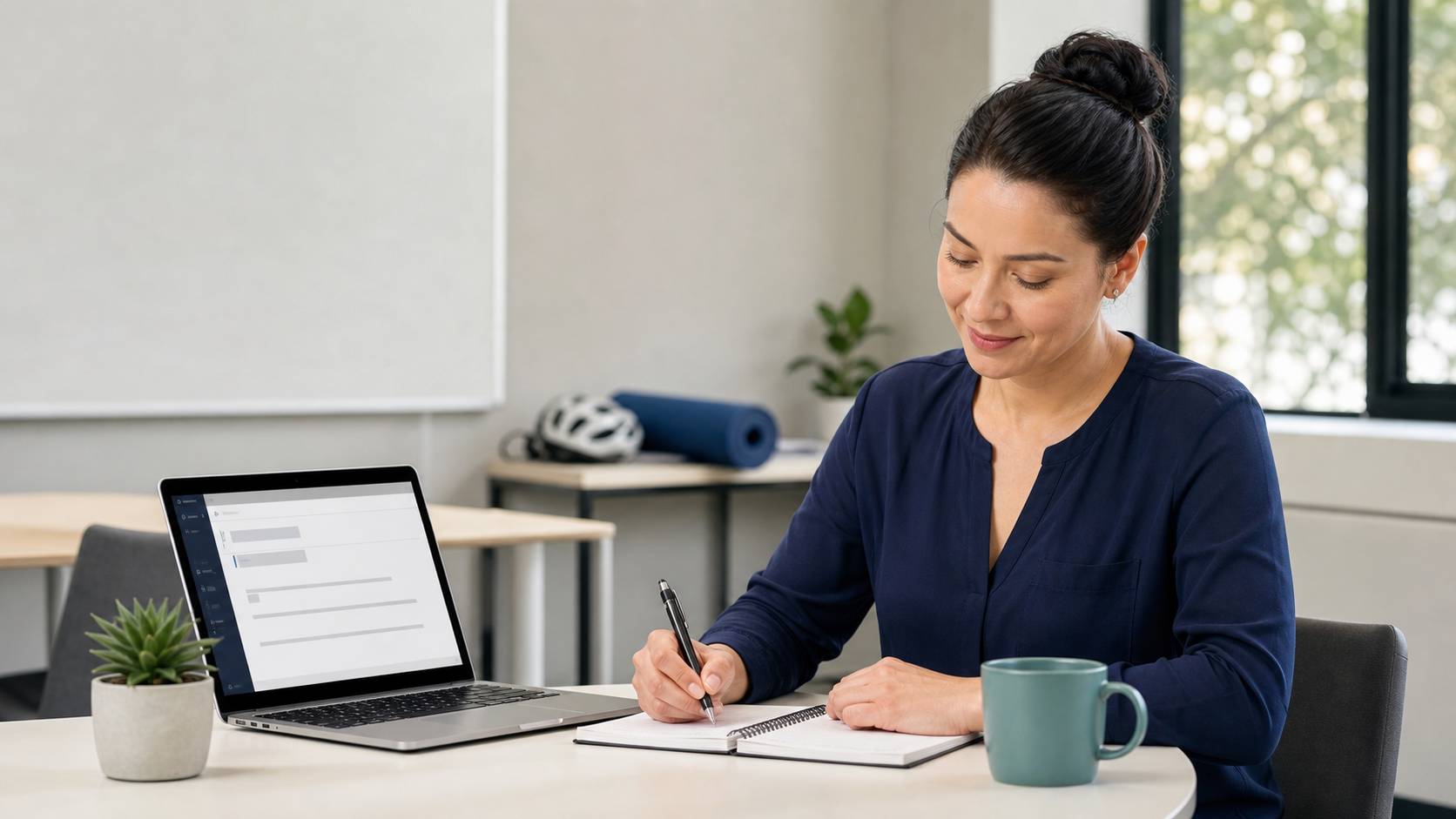 Adult learner writing the official Basic Course 1 final e-mail task