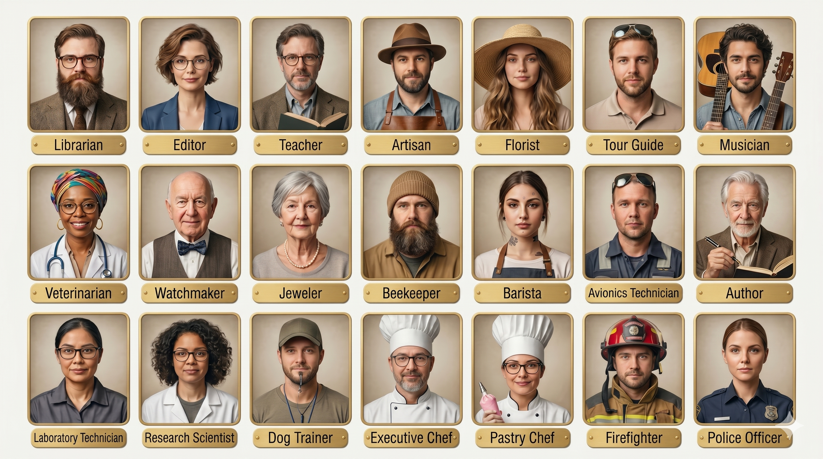 Professions Guess Who board