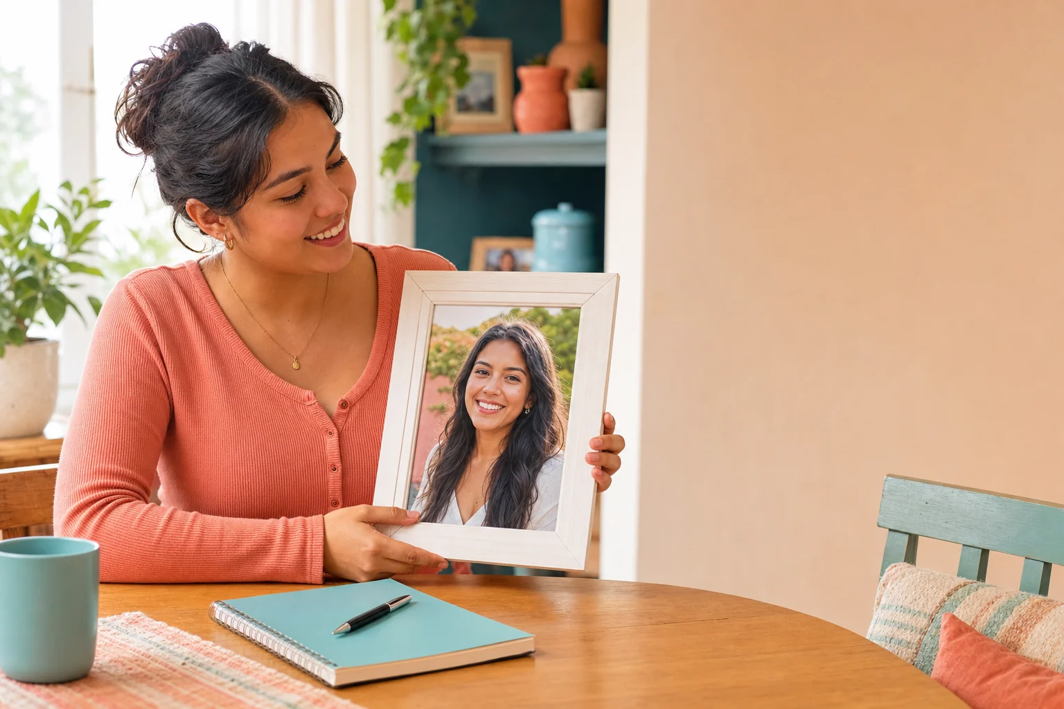 Adult learner describing her older sister from a family photograph