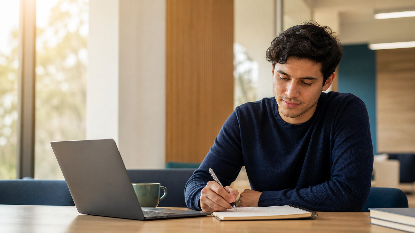 Student writing a reflective email in preparation for the written midterm