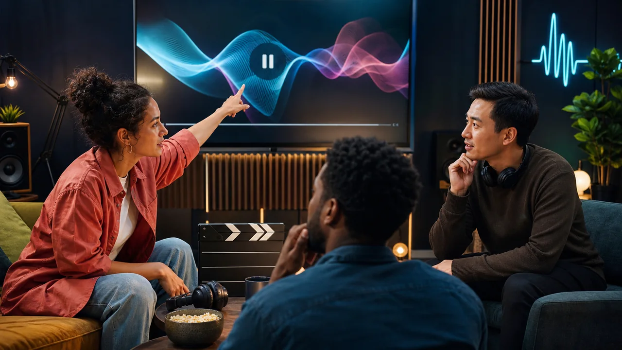 Adult learners discussing movies and music media
