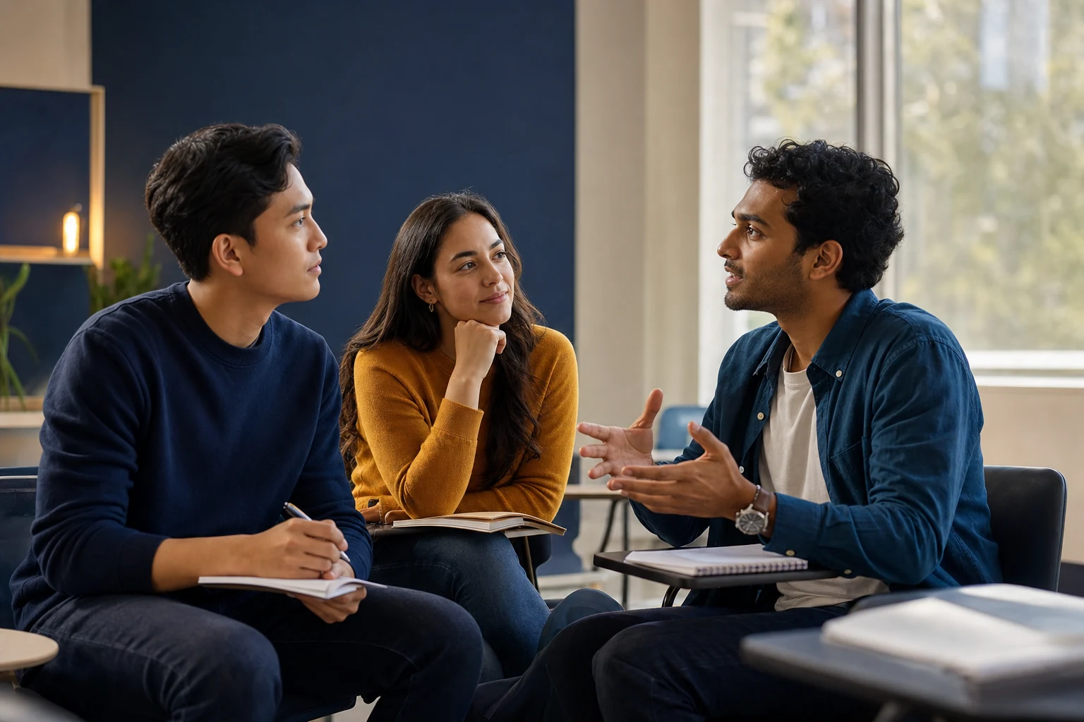 Adult English learners discussing personality beyond first impressions