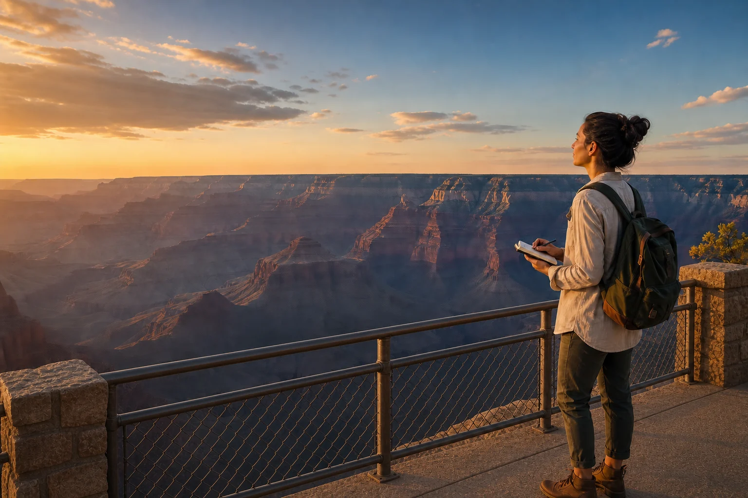 Adult learner observing the Grand Canyon from a safe overlook
