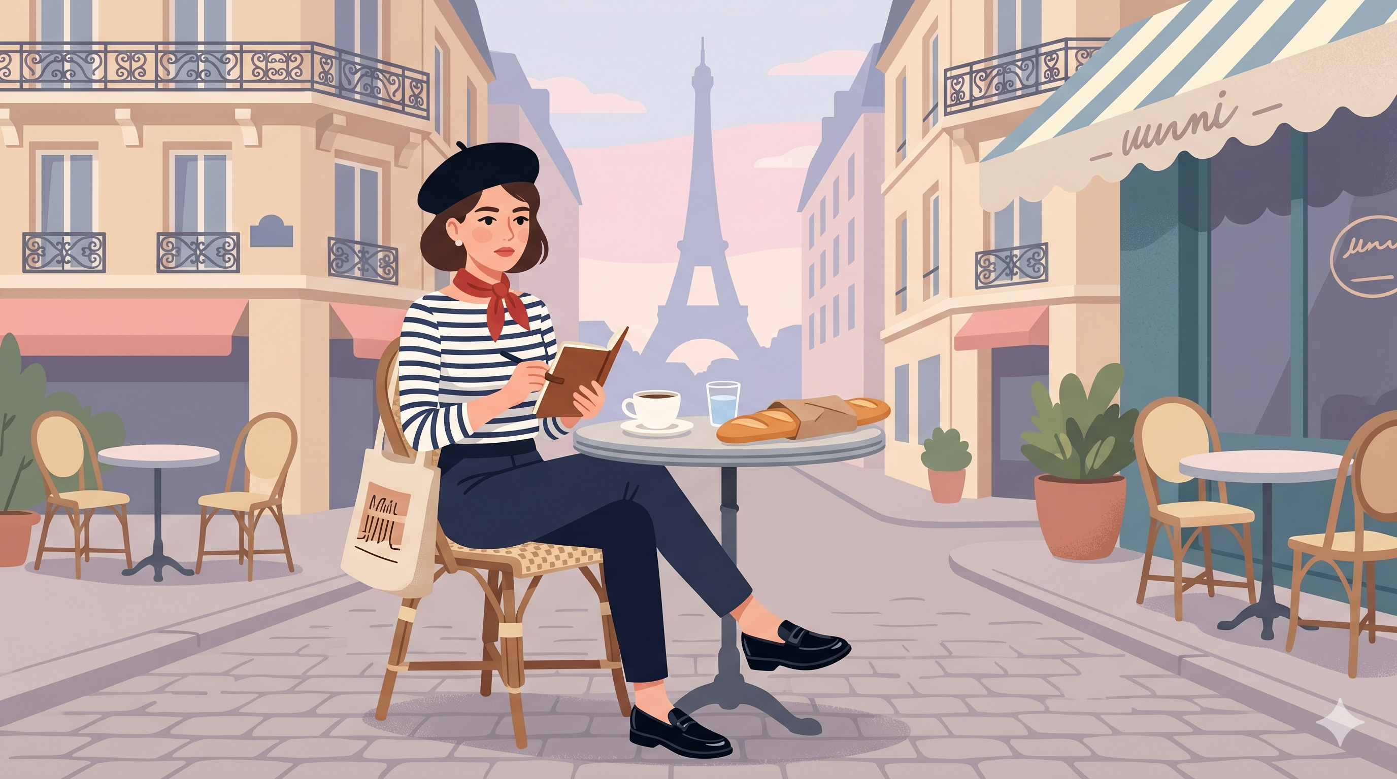 Illustration of a Parisian stereotype card