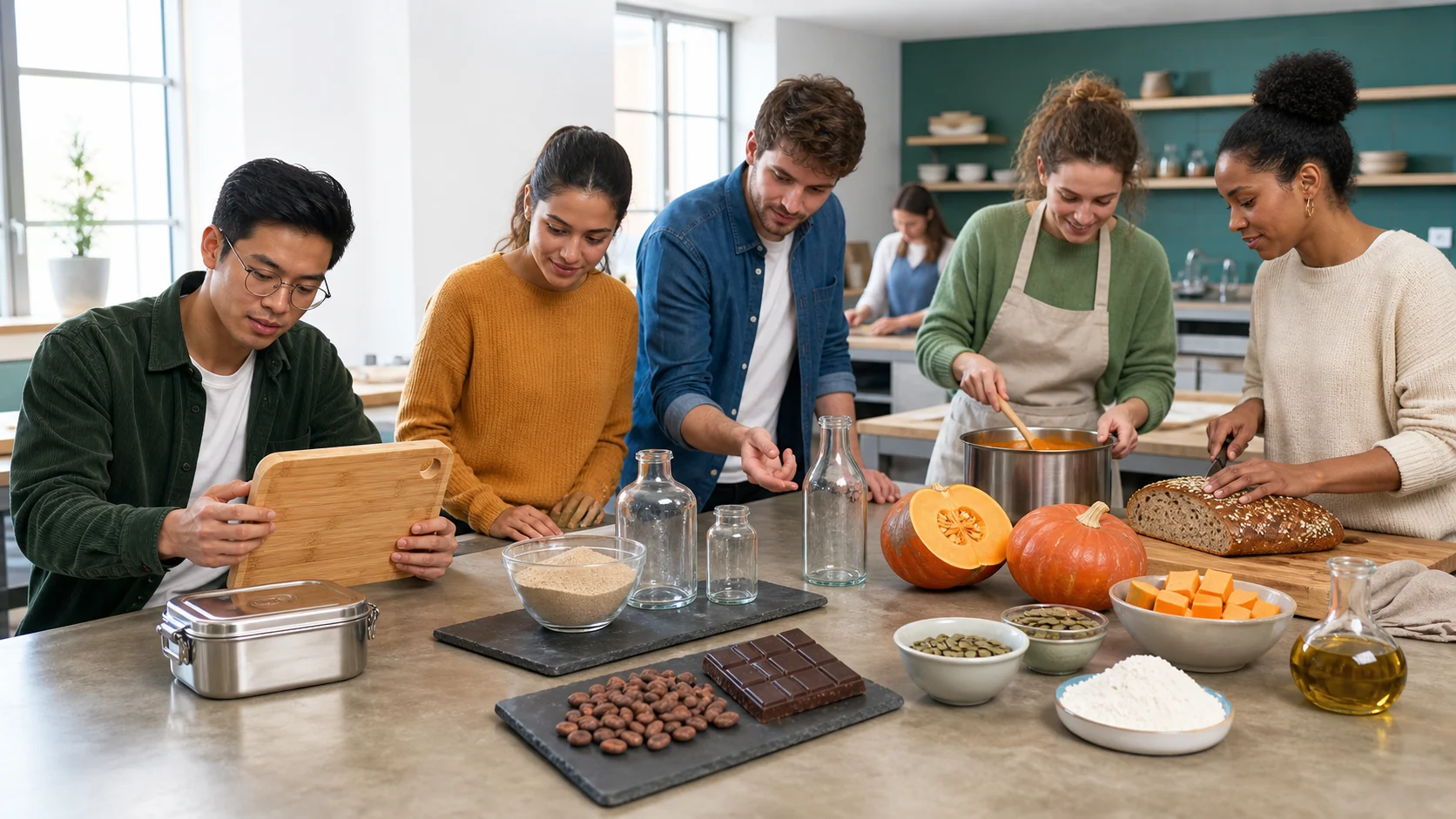 Adult learners compare materials, transformed products, and recipe ingredients