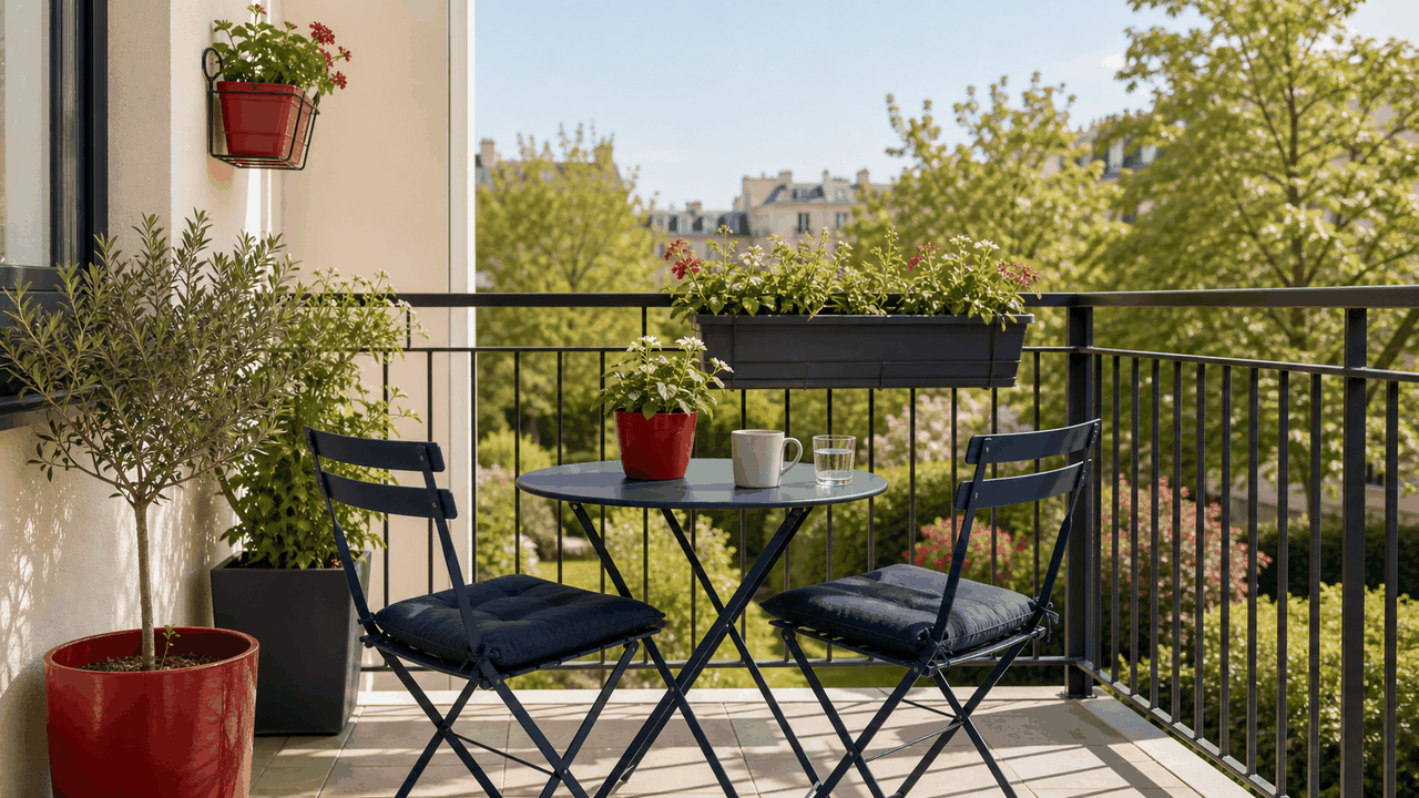Balcon avec plantes