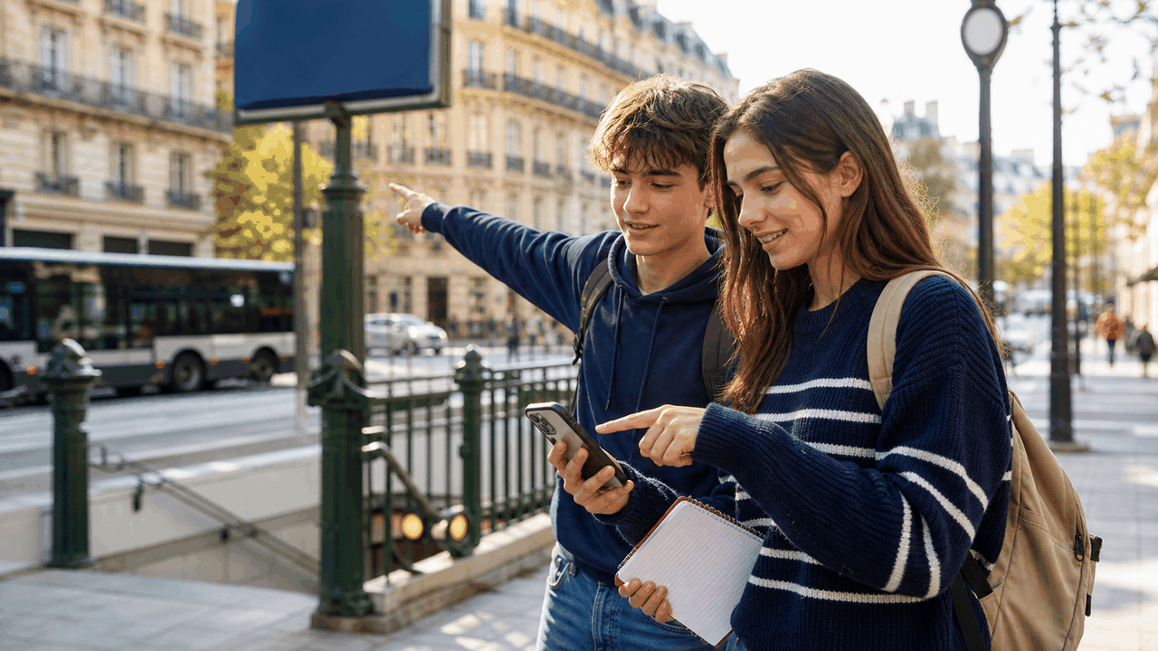 Étudiants qui planifient un déplacement