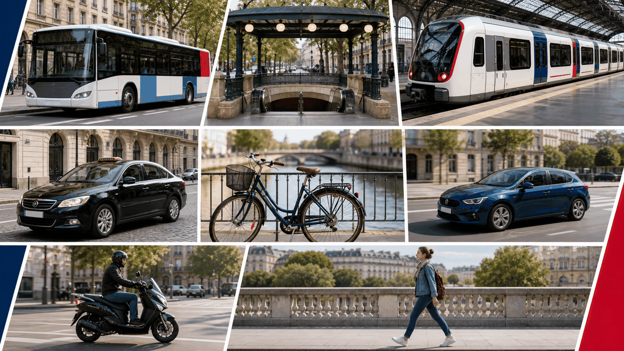 Moyens de transport dans une ville française