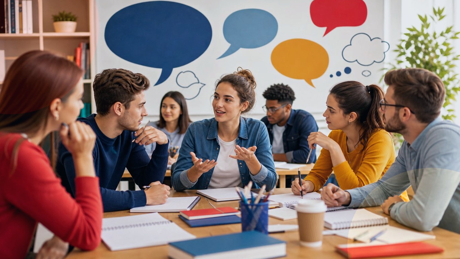 Étudiants dans un cours de français niveau 7