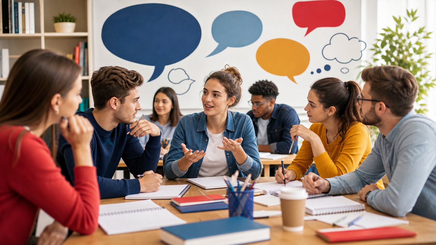 Étudiants en discussion pour travailler l’argumentation et le débat