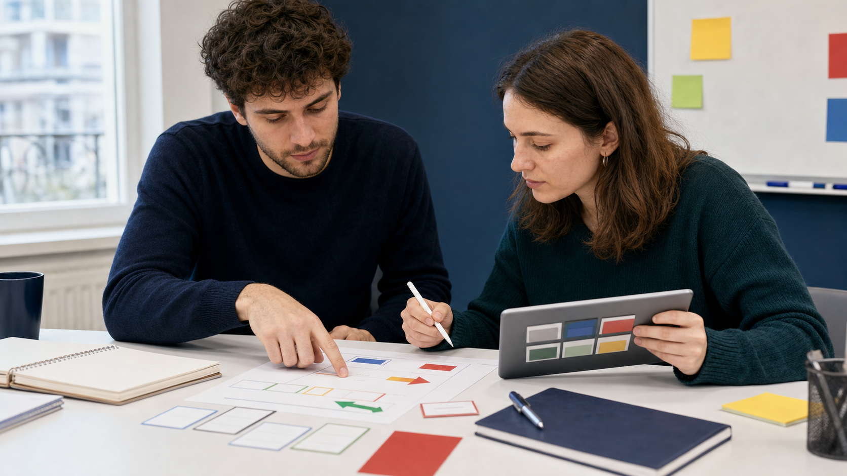 Étudiants travaillant des cartes de grammaire COD et COI